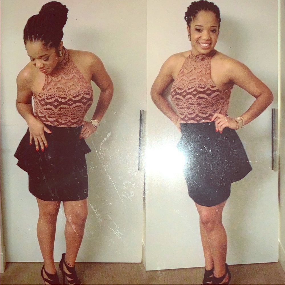Halter Lace Peplum Dress